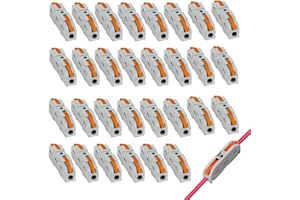 BAOSROY Conectores Electricos Rapidos,Bloque Terminales,Bloques Terminales Electricos,Bornes de Conexión Eléctrica,Bloque Conectores de Cable con Palanca Presión de Resorte,30PCS