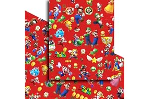 YOOYEH Super Mario Wrapping Papers, 5 PCS 70x50cm Birthday Gift Wrapping Paper Christmas Wrap for Kids