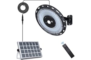 FXLPOWER Fxlopower Lampe Solaire Interieur, Lampe Solaire pour Abri avec 6 Modes D'éclairage, Lampe Solaire Suspendue 108LED 1500LM IP65 étanche avec Télécommande pour Garage, Gazebo, Grange