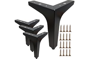 Mimhooy 5 Inch Furniture Legs Set of 4 Metal Legs for Furniture Modern Furiture Feet Matte Black for Sofa Cabinet Cupboard Couch Chair Ottoman