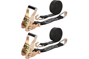 AKOLAFE 2 Pièces Sangle à Cliquet 6Mx40MM Sangles d'Arrimage 2000kg Sangle à Cliquet Noir Sangles à Cliquer Sangle d'Arrimage Robuste et Durable Sangle de Fixation pour Voiture, Camion, Camionnette