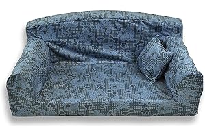 DOG TIRED - PET BEDS DIRECT Dog Tired Blue – Pet Sofa. Trendy 3 sizes Dog bed. Modern cover material. Made in UK (Large 96 x 64 x 34 cm)