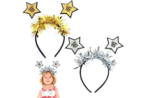 MECCTUCK 2 sztuki opasek do włosów Happy New Year, na imprezę sylwestrową, tiara, opaska do włosów, Happy New Year, ozdoba głowy ze srebrnym złotem, błyszcząca ozdoba na imprezę sylwestrową, akcesoria do włosów