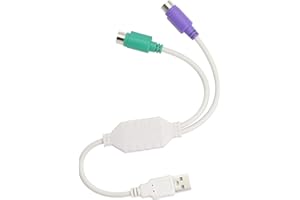 GELRHONR PS/2 a USB Cable USB a PS/2 Plug Active USB a Dual PS/2 Adaptador de Teclado Adaptador de Ratón Adaptador Conversor para el Teclado PS2 -Blanco