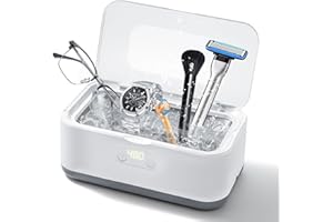 EUAKEE Oczyszczacz okularów 800 ml, czyszczenie 360 stopni, tryb czasu 5-stopniowy 50KHz, czyszczacz ultradźwiękowy z wyświetlaczem cyfrowym do okularów, monet, pierścień, zębów