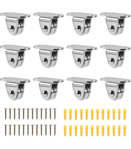 4 Umlenkrollen Mit Kugellager – Stehblock-Flaschenzug – 2,5 Cm Rollendurchmesser – Vernickeltes Eisen – Inkl. Schrauben & Kunststoffhülsen – Für Markisen, Wäscheleinen & Lasten