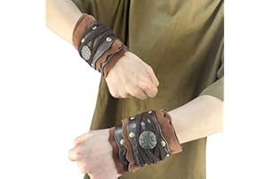 HiiFeuer Medieval Suede Arm Wraps, Renaissance Artificial Fur Bracers, Viking Wrist Band Archery Arm Guards Knight Gauntlets