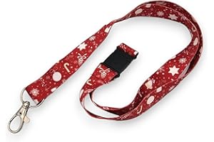 ALG ID Cards Christmas Lanyard Red, Secret Santa Gifts – 20mm Wide Xmas Lanyard with Safety Breakaway & Metal Trigger Clip – Eco-Friendly & Comfortable Unisex for Adults, Teens, Students, Colleagues