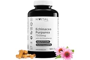 HIVITAL FOODS Echinacea 7500 mg. 180 vegane Kapseln für 6 Monate. Echinacea Purpurea-Extrakt mit 4% Polyphenolen. Hergestellt von HIVITAL