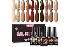 UR SUGAR Smalto Semipermanente Unghie Marrone, 10 Colori Marrone Arancione Nudo Smalti Semipermanenti per Unghie, Smalti Gel per Unghie UV LED Autunno e Inverno Manicure Set