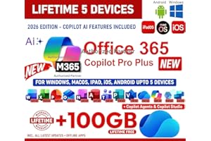 OFFICESUITE 365 Professional Plus MS (2026) with New Copilot Ai Edition | (upto 5-6 Devices, Lifetime Validity) for Win, iOS, macOS, iPADOS, Android | 150GB Storage (Cloud+Outlook) for lifetime | Regular Updates with Unlimited Reinstallations