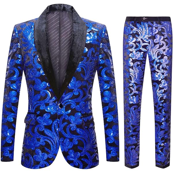 CARFFIV Heren Pailletten Broek - Bloemenpatroon Glanzende Fluweel Broek Voor Feest, Bruiloft En Avond