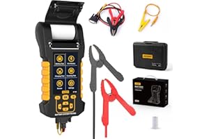 AUTOOL Comprobador de Batería de Coche 12V/24V, 30-2000CCA Comprobador de Baterias con Impresora, Arranque y Carga, Fugas y Prueba de Carga Para Coche, ATV, SUV, Camión y Barco