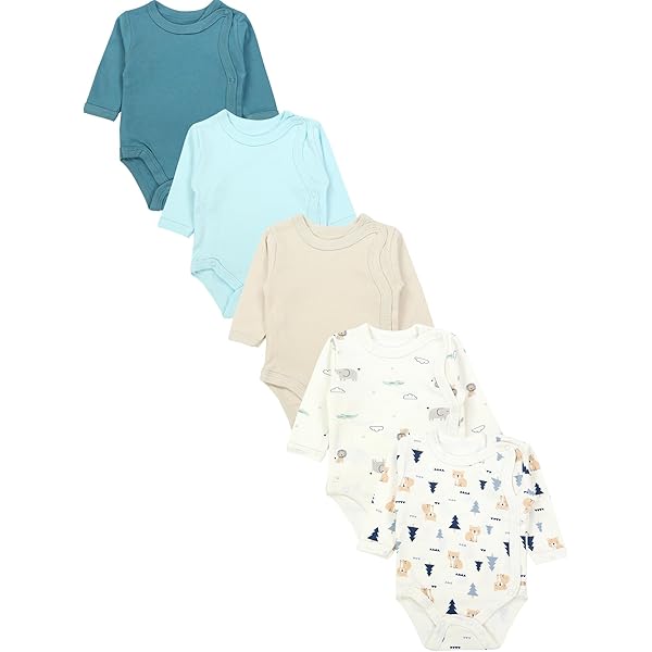 TupTam Baby Jongens Wikkelrompertjes Korte Mouwen Set van 5, Strepen Beige Strepen Blauw Wit Sterren Beige Marineblauw, 62