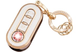 Koaudb for Fiat Key Covers Compatible with Fiat 3 Button 500 500L Brava Bravo Doblo Ducato Fiorino Punto Panda Palio Qubo Scudo Sedici Stilo Lancia Flip Folding Key Fob TPU Car Key Case(R-Fia-W)