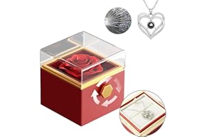 CELERAUR Collier de Roses éternelles avec I Love You en 100 Langues, Fleurs éternelles Cadeau pour Elle Femme Épouse Petite Amie à Noël Saint-Valentin Fête des mères Anniversaire Anniversaire Cadeaux (Rouge)