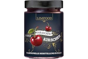 ‎LIMFOOD Limfood | 400g Maraschino Kirschen - aromatische italienische Kirschen in Sirup für Cocktails und Eis. Maraschino Cherries - alkoholfrei