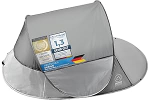 ‎GOODS+GADGETS CANYON CRUISE Strandmuschel Pop Up Strand-Zelt Windschutz am Strand Wurfzelt Blitzschnell Selbstaufbauendes Sonnensegel Outdoor Zelt Automatik Muschel mit UV-Sonnenschutz