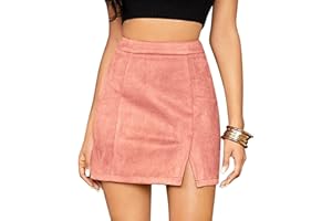 Maeau - Gonna da Donna Corta Gonna Camoscio Sintetico Vita Alta Gonne A-Line Eleganti Gonna A Tubino Slim Gonna Casual Moda con Cerniera per Quotidiano Party Festa