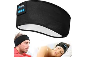 ‎GLOBAL TECH Schlafkopfhörer Bluetooth Sport Stirnband, Kabellos Schweißfest Stirnband Musik Bluetooth Kopfhörer für Männer Frauen, Weiche Kopfhörer für Sport, Fitnessstudio, Laufen, Joggen, Yoga (Schwarz)