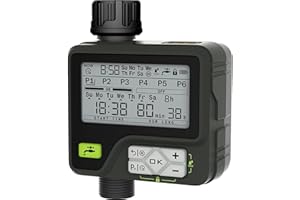 CROSOFMI Watering Timer Automatic Rain Sensor Hose Timer for Garden Greenhouse Plant Lawn Irrigation System 6 Separate Programs Watering by Weekdays Hours Days