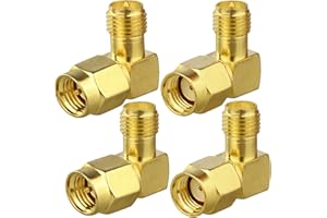 TUOLNK 90 degrés SMA mâle à SMA Femelle connecteur Kit de connecteur SMA Angle Droit pour 2G / 3G / 4G LTE antenne/câble d'extension 90 degrés SMA connecteur plaqué Or 4 Types Ensemble