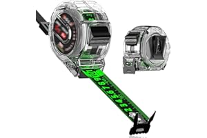 AUCANNIO 5M/16.4ft Fluorescent Steel Tape Measure, Width 25mm Transparent Steel Precision Measuring Tape - Stainless Steel Retractable Double Sided Graduated, Easy To Read Self-Lock Measuring