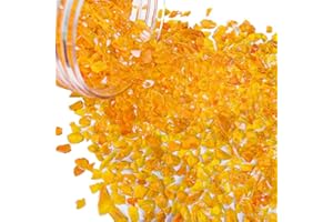 G&S HOMEDEKO 425g Fall Decoration Crushed Glass Broken Glass Chips 3-8mm for Resin Arts,DIY Crafts,Vase Filler, Candle Holder Stones, Terrarium Succulent Decor, Epoxy Craft Material,Orange