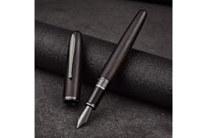 ASVINE Hongdian 660 - Pluma estilográfica de madera negra, punta extrafina, hecha a mano, de ébano natural, con estuche de metal