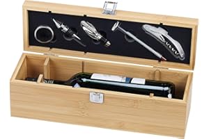 Carlo Milano Vino Pacco Regalo: Set Sommelier 5 Pezzi in Elegante Confezione Regalo per 1 Bottiglia di Vino (Bottiglie di Vino Copertina)
