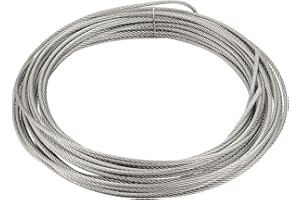 sourcing map Stainless Steel Wire Rope Cable 2.5mm 0.1 inch Dia 32.8ft 10m Length 12 Gauge 304 Grade for Hoist Lifting Grinder Pulley Wheel