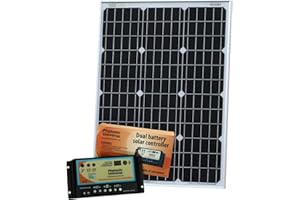 60W 12V Photonic Universe Dual Battery Solar Charging kit Made of monocrystalline Solar Cells, with 10A Charge Controller and 5m Cable