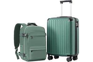 COOLIFE Handgepäck Koffer 55X40X20cm und Kabinen Rucksack 20L(40X25X20cm) Set für Ryanair & Easyjet Flugzeug Handgepäck Kabinengepäck Hartschlagenkoffer Reiserucksack Klein mit TSA-Schloss
