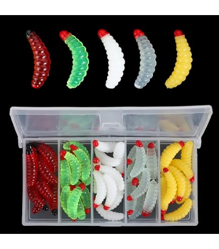 100+200 Esca Artificiale Per Pesca, Vermi In Silicone Morbido 2cm, Colorati E Luminosi, Con Scatola