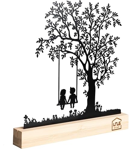 Décoration Murale UNUS - Silhouette Prairie Fleurie En Métal Et Bambou - Design B Noir - Printemps élégant