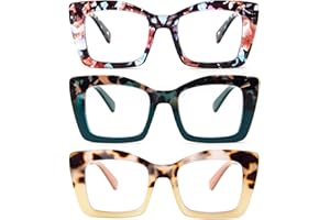KoKoBin Oprah Occhiali da lettura quadrati da donna Oversized con cerniere a molla per computer (blu Leopard/Iridescente/verde Leopardo, 2.5, Diottria)
