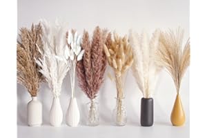 BANNIFLL 125 Stück getrocknetes Pampasgras-Bouquet, Boho-Tischdeko, Bunny-Tails-Trockenblumen, braunes und weißes Pampasgras für Hochzeiten, Wohnkultur, rustikale Partys und Baby-Dusche-Dekorationen