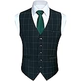 HISDERN Gilet in cotone tinta unita in cotone da cerimonia formale da uomo