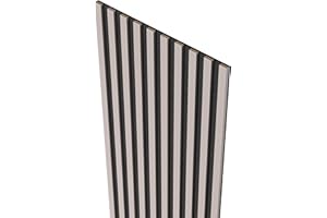 MEBANO. Akustikpaneele Holz 240 x 53 cm, Farbe: Sandgrau Wandpaneele, Holzpaneele Wand, Moderne Lamellenwand auf Filz, MDF Wandverkleidung