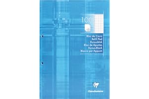 Clairefontaine 5815C Notatnik klejony, perforowany błękitny – Format: A4 21x29,7 cm – 200 stron w małą kratkę z marginesem – Papier biały 90 g – Okładka kartonowa powlekana