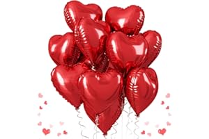 TAOYE Red Heart Balloons, 18 Inch Red Heart Foil Balloons Large Red Foil Balloons Helium for Valentine's Day Party Decoration Red Heart Shape Mylar Balloons for Valentines Day Birthday Wedding Bridal