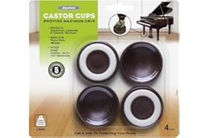 Slipstick CB605 Floor Protectoring Castor Cups with Non Slip Rubber Feet (Set of 4) 45 mm Round Caster Cups for Furniture Wheels - Brown
