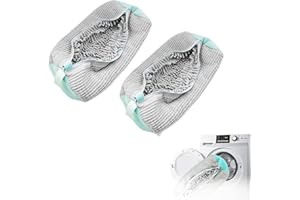 HIYAA Borse per la biancheria per scarpe,Borsa per lavaggio scarpe da lavatrice riutilizzabili, per riporre biancheria, scarpe da bagno, per tutti i tipi di scarpe(2 Pezzi, Grigio)