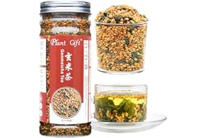 Plant Gift Genmaicha Tea, 玄米茶 Thé Genmaicha, Thé vert Genmai-Cha avec du riz rôti, Genmaicha - Japonais Loam Leaf Tea - Gen Mai The Green, Caféine Basse 170G/6oz