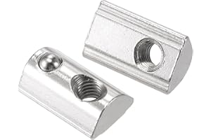 TA-VIGOR M6 T Slot Nuts Roll-in Spring T-Nuts, Carbon Steel Nickel Plated for 4040 Series Aluminium Extrusion Profile Rail 8mm Slot, 5Pcs