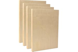 EXERZ Tavole di legno 22,9 x 30,5 cm, confezione 4 pannelli rettangolari, per pittura acrilica, olio e tecnica mista, tavole lisce per artisti, bambini e progetti fai da te