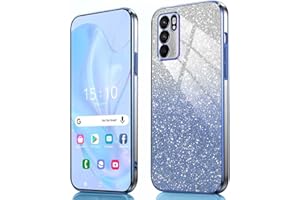 GOKEN Etui do Oppo Reno 6 5G - elastyczne miękkie silikonowe etui, odporne na wstrząsy, odporne na upadki, z galwanizowanymi krawędziami i zintegrowaną kartą brokatową, gradient niebieski
