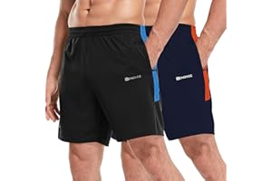 ZENGVEE 2 Pack Men's Running Shorts Gym Athletic Shorts with Zip Pockets Quick Dry for Jogger,Trainning,Sport