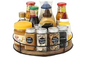 YUNISS Lazy Susan taca obrotowa, szafka kuchenna, blat obrotowy na przyprawy, obrotowy uchwyt na przyprawy o 360°, do szafy, lodówki, stołu (26 cm, kolor drewna)