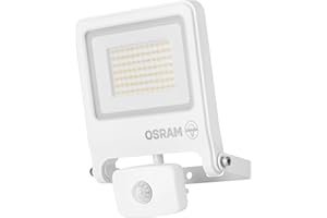 OSRAM Proiettore LED ENDURA FLOOD PC 50W con sensore, bianco caldo 3000K, 5000 lumen, rilevatore PIR IP44, funzione crepuscolare 2-1000 lux